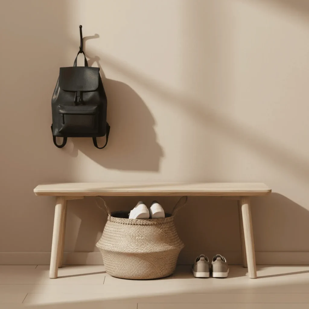 How to organise a small entryway space with minimalist design and hidden storage