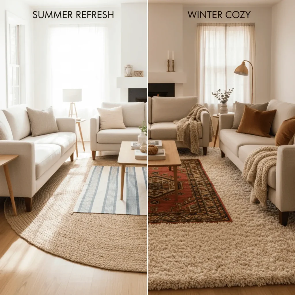 Layer in Seasonal Rugs