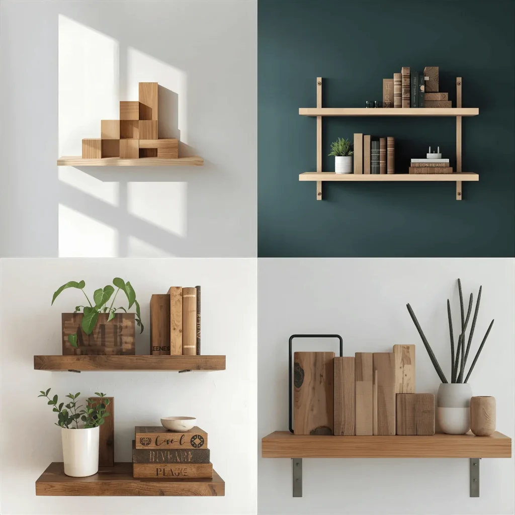 Minimalist Shelf Decor with Wooden Blocks