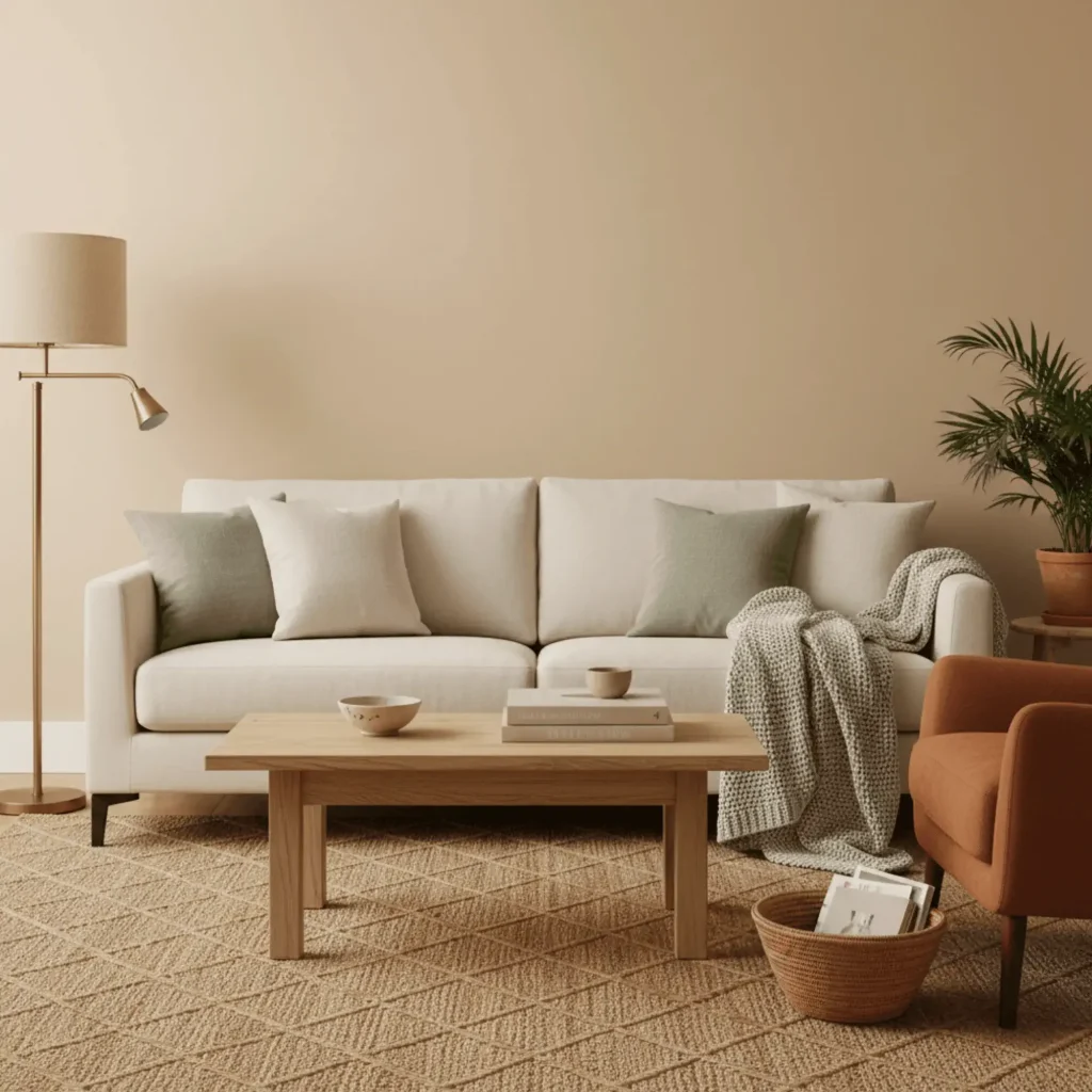 Neutral color palette with earthy tones aesthetic home decor trend beige terracotta sage green