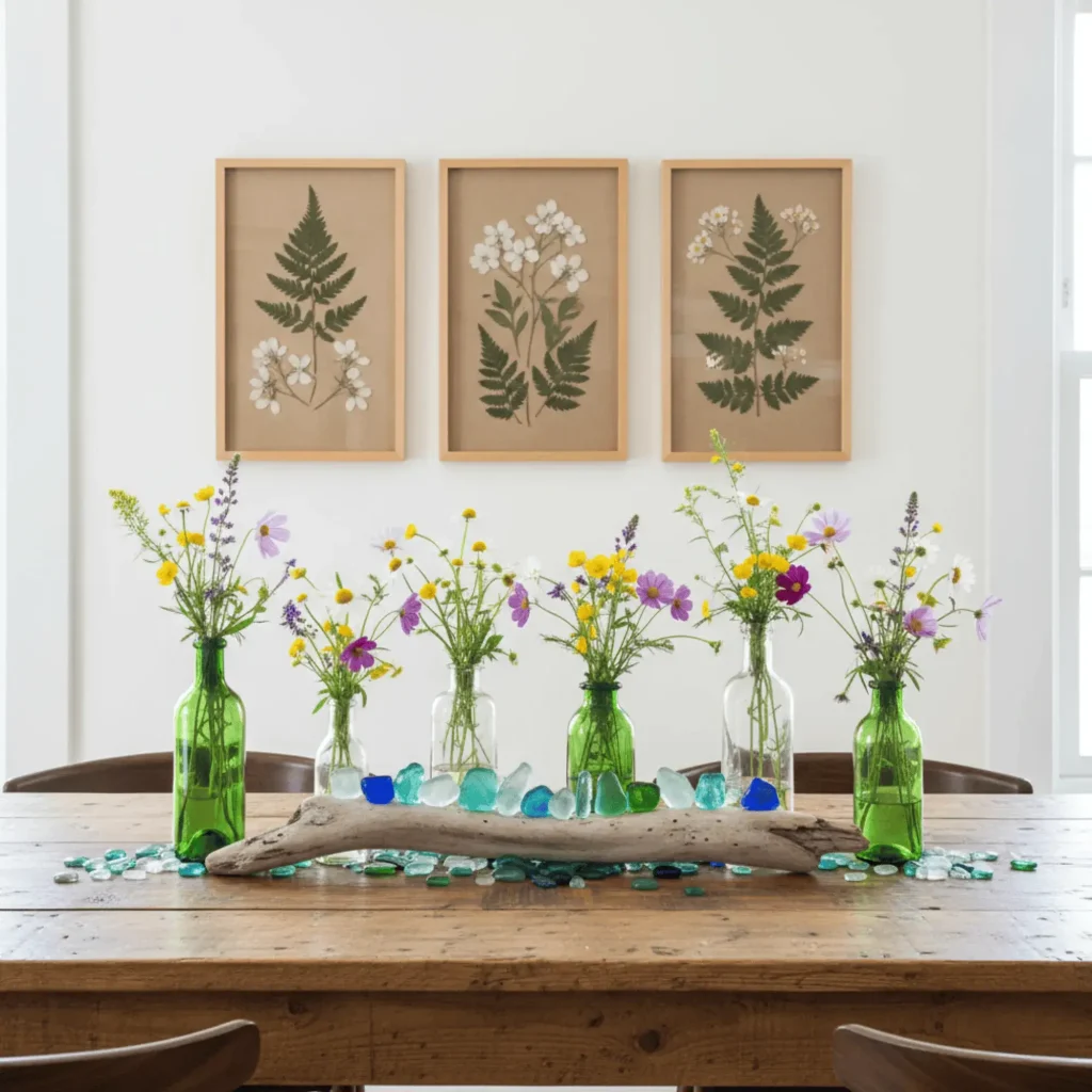 Spring eco-friendly decor natural materials driftwood beach glass DIY seasonal sustainable home decorations