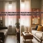 Small space decorating rules before and after transformation showing floating furniture vertical storage and proper lighting in studio apartment