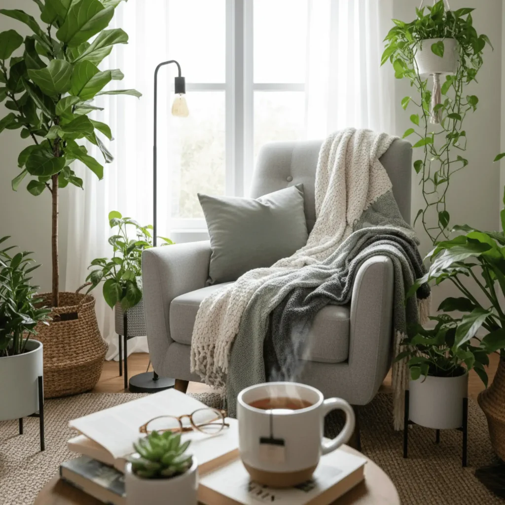 Sustainable vintage furniture home decor trend with thrifted mid-century pieces